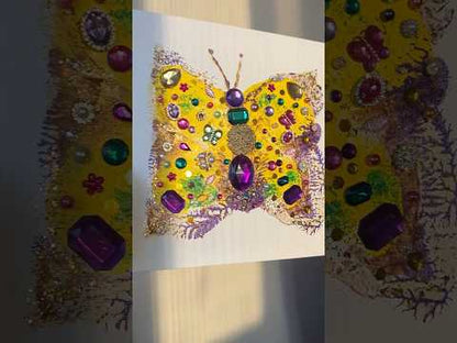 Golden Jeweled Butterfly – 10x10 Original painting