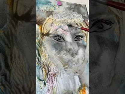 Golden-haired, original 
watercolor painting, 11*15 in, surreal portrait