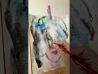 Original Watercolor Portrait, Painted Silence paper 11 x 14 inches (28 x 36 cm)