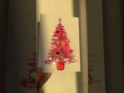 Handmade Textured Pink Christmas Tree Art – 5x7" (12.7x17.8 cm) Canvas Board