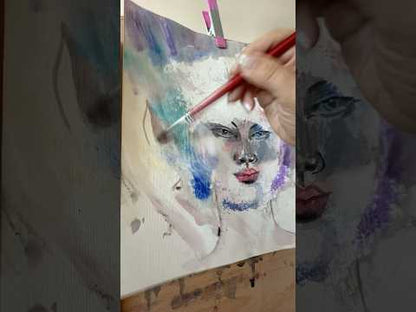 Original watercolor painting White Reverie, paper 11x14 inch, surrealism, unframed