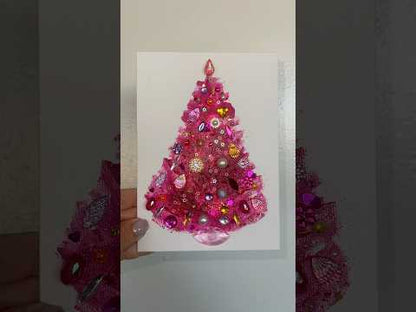 Original Painting "Pink Flame" Christmas Tree 5x7