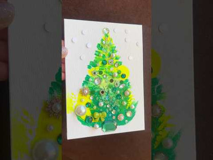 Christmas Winter Wonderland Jeweled Tree – 5x7 Original painting