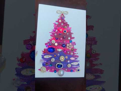Handmade Christmas tree Pink & Purple Rhinestone - 5x7