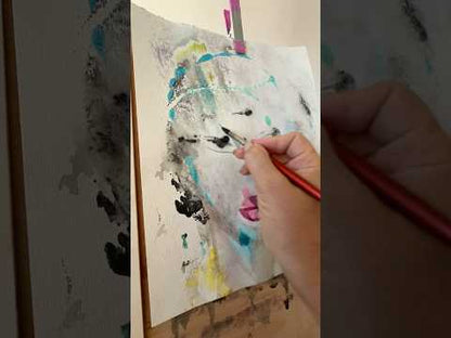 Original watercolor painting Aqua Soul,  Female Portrait, paper, 11 x 14 inches (28 x 36 cm) surrealism