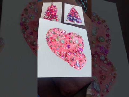 Handmade Pink Crystal Heart Art 10x10