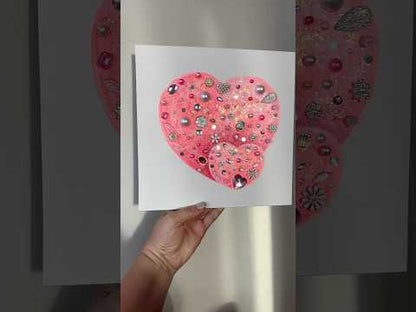 Pink Jeweled Hearts – 10x10 Original painting